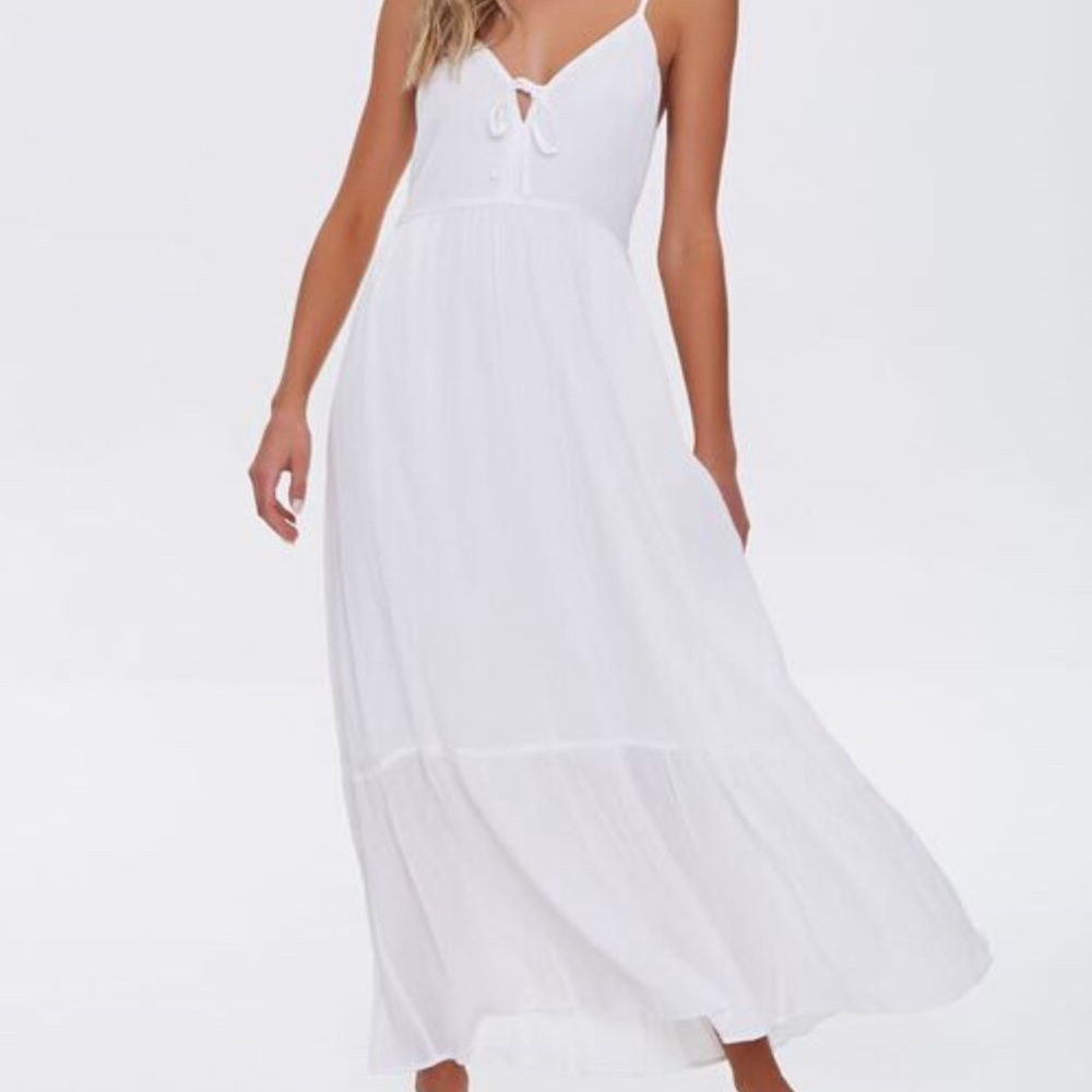 Plunge Cami Maxi Dress in White - Picture 2 of 3